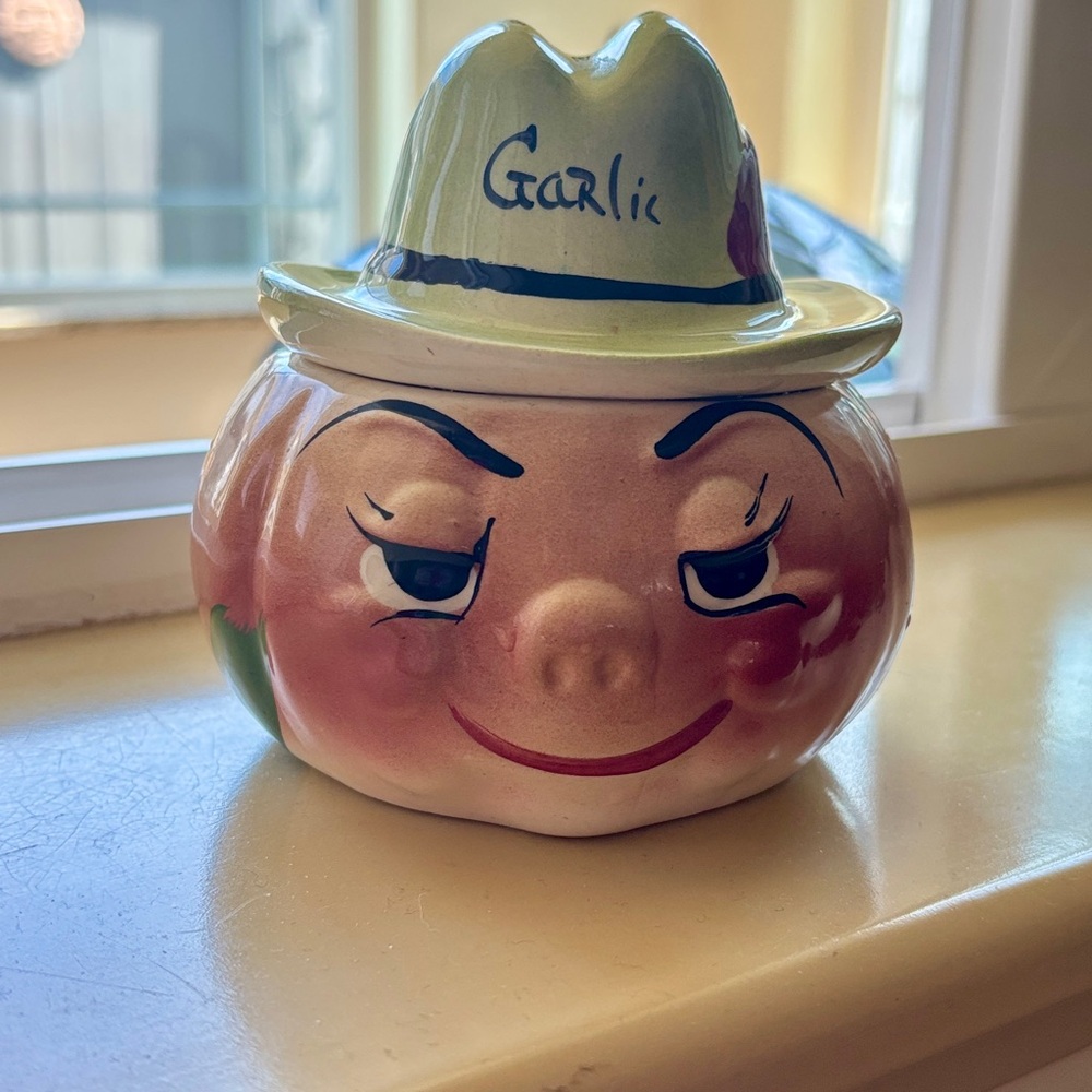 Vintage DeForest of California Ceramic Anthropomorphic Garlic Jar - RARE